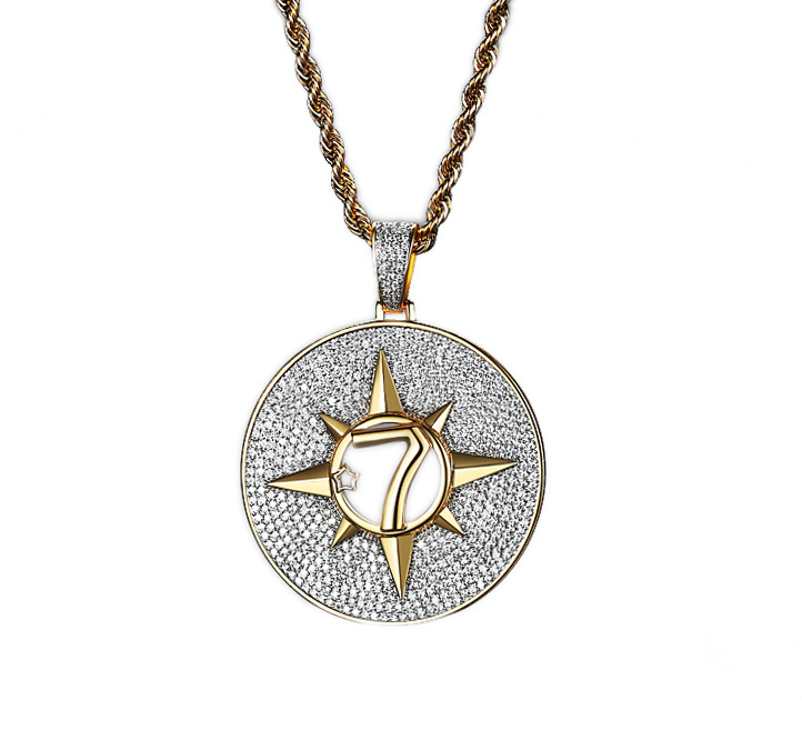 hip hop style cz compass pendant necklace wholesales