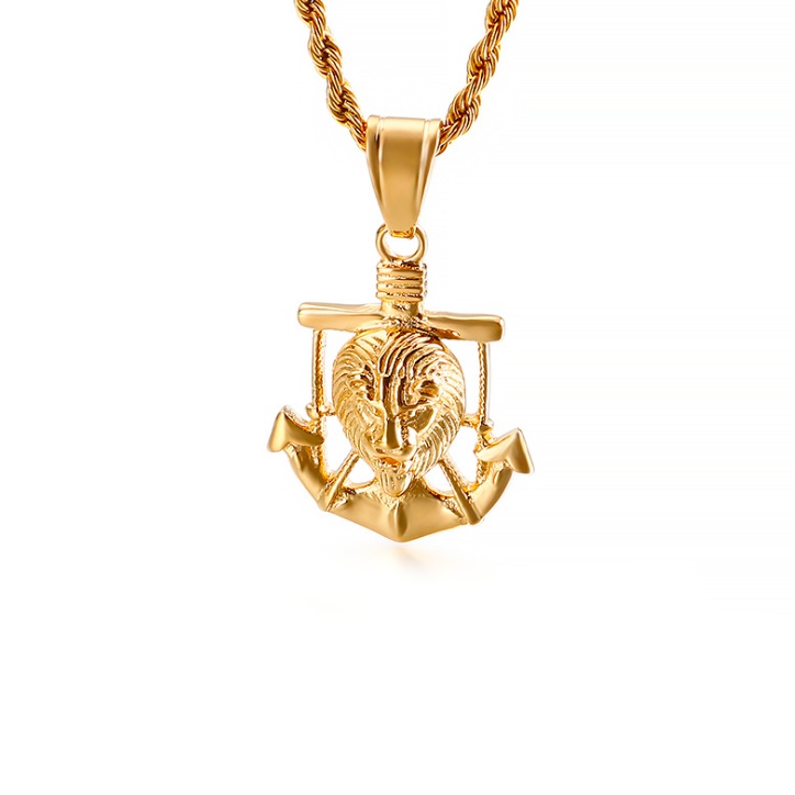 Titanium Steel Jewelry Wholesale Anchor Lion Pendant