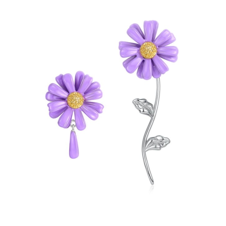 925 Silver Jewelry Wholesale CZ Daisy Leaf Flower Earrings