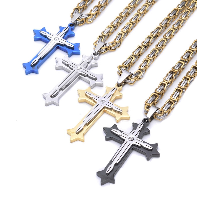 Hiphop Jewelry 316l Stainless Steel Cross Pendant Necklace