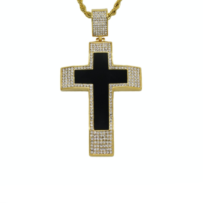 316l Stainless Steel Crystals Epoxy Cross Pendant