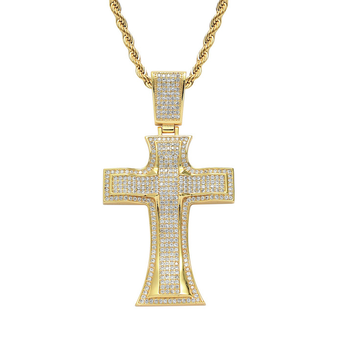 Hip Hop Jewelry Crystals Cross Pendant Necklace