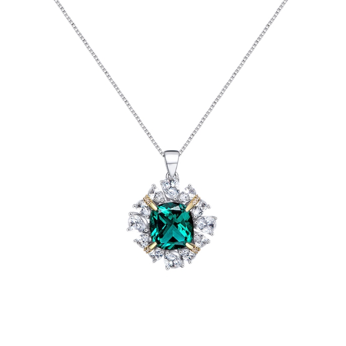925 Silver High-carbon 5A+ CZ Emerald Necklace