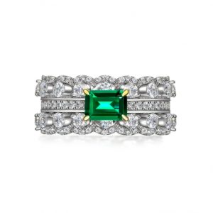 925 Silver High-carbon 5A+ Teardrop CZ Emerald Ring