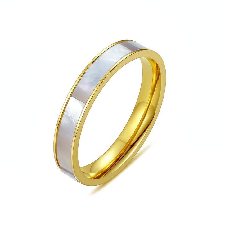Gold-plated 316l Stainless Steel Circle Shells Ring