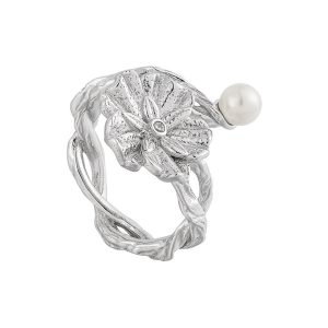 Factory Direct 925 Silver Pearls Flower Ring