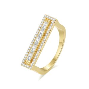 Factory Supplies Diamonds Brass Geometric Ring