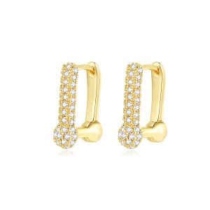 Factory Direct Brass Zirconia Geometric Hoop Earrings