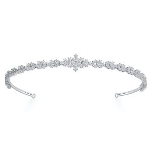 Factory Direct Luxury White CZ Flower Bridal Hair Band