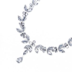 Factory Direct Brass White CZ Leaves Bridal Necklace