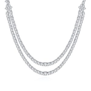Factory Direct 39.7g Brass White CZ Layers Bridal Necklace